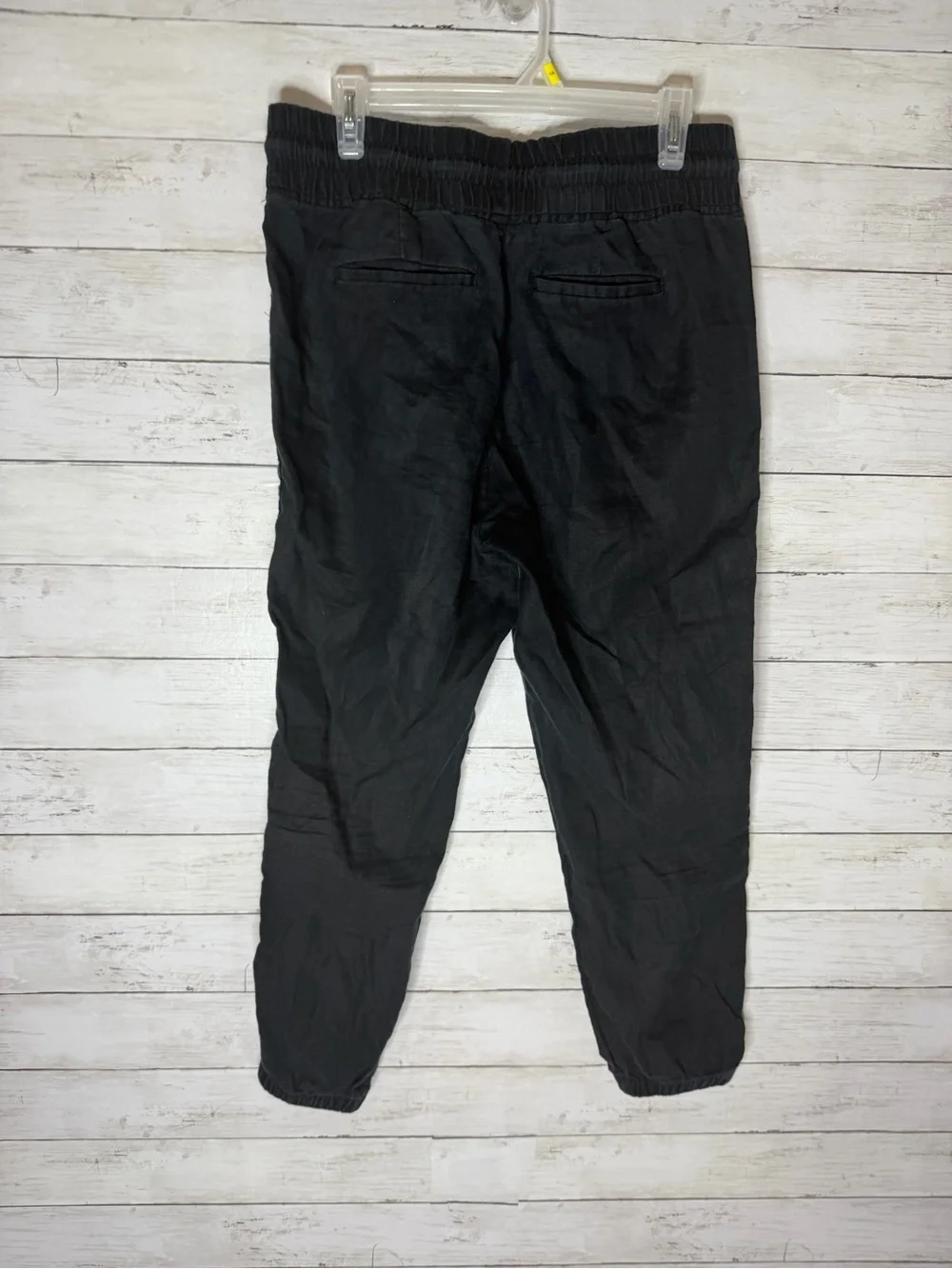 Athleta Black Cabo 100% Linen Jogger Pants Size 10 Zipper Pockets